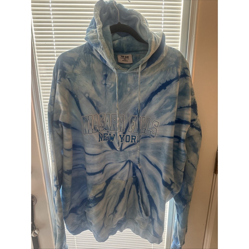 Tie Dye Nigara Falls Hoodie Sweatshirt Size 2X-White Blue